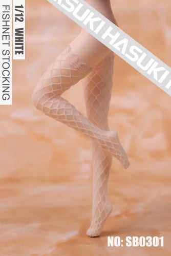 【Pre-order】Hasuki 1/12 SB0301 3D Shereo Long Tube Big Fishnet Stockings Seamless Stockings White Color